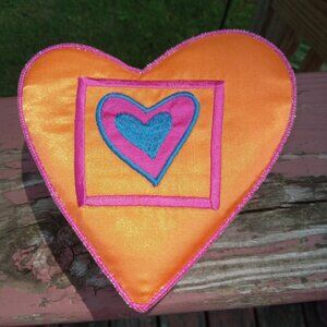 1999‎ Vintage Embellished Sequin Heart Gift Box Pink  Trinket Keepsake Jewelery